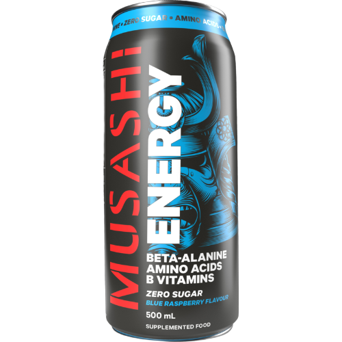 Musashi Zero Sugar Blue Raspberry Flavor Energy Inu 12 x 500ml