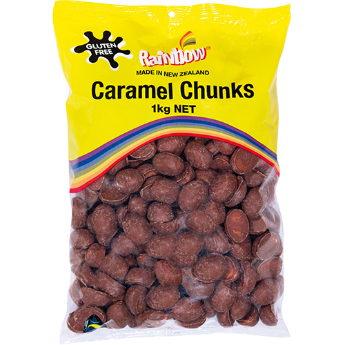 Rainbow Confectionery Caramel Chunks 1kg Bulk Bag