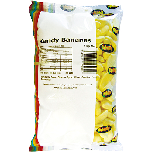 Rainbow Confectionery Kandy Bananas 1kg Bulk Bag