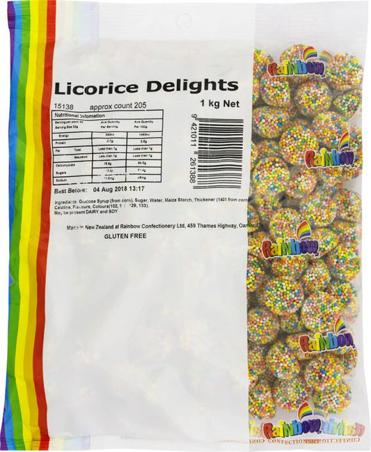 Rainbow Confectionery Licorice He pai ki te 1kg Puke Nui