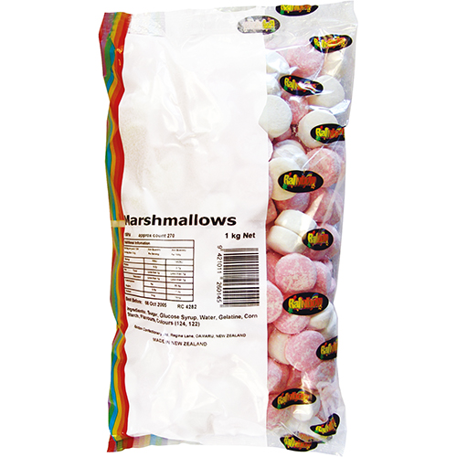 Rainbow Confectionery Marshmallows 1kg Bulk Bag