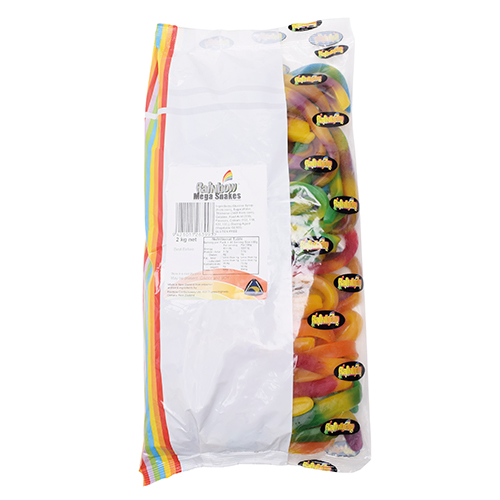 Rainbow Confectionery Mega Snakes 2kg Bulk Bag
