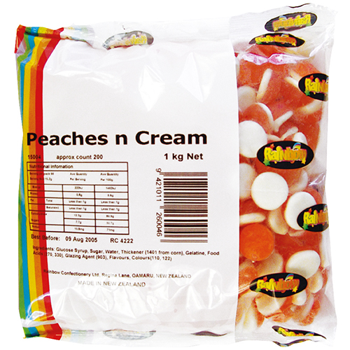 Rainbow Confectionery Peaches n Creams 1kg Puke Nui