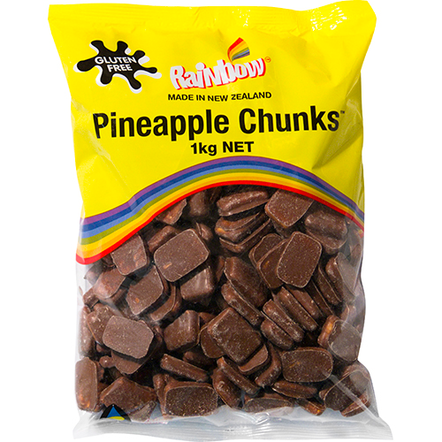 Rainbow Confectionery Chocolate Pineapple Chunks 1kg Puke Nui