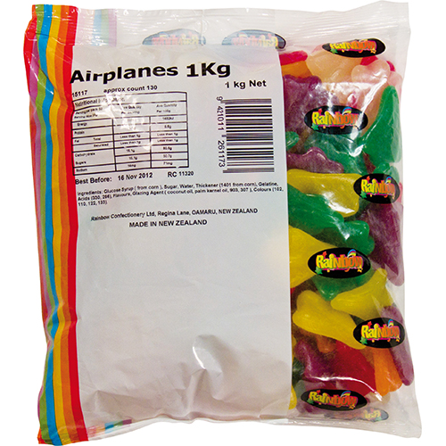 Rainbow Confectionery Airplanes 1kg Bulk Bag