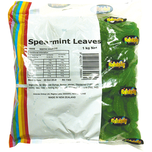 Rainbow Confectionery Spearmint Leaves 1kg Bulk Bag