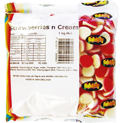 Rainbow Confectionery Strawberries and Creams 1kg Bulk Bag
